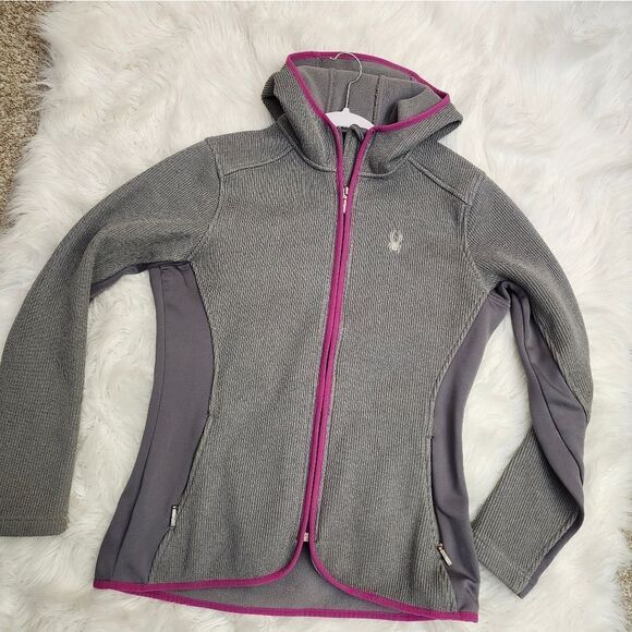 Spyder women's full-zip hooded sweater fleece-lined jacket Size LG - Picture 10 of 12